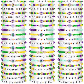 60 pcs Independence Day Bracelets Bulk 4th of July Friendship Adjustable Beaded Bracelets USA Clay Surfer Heishi Patriotic Jewelry for Women Gift Party Supplies in Kuwait