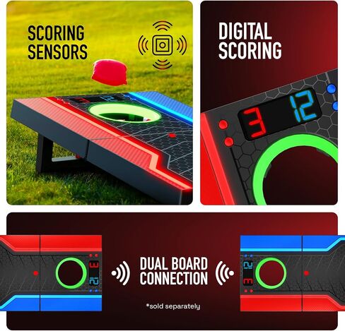 Electronic Cornhole Board Set, Auto Scoring, Incl 1 Corn Hole Board 1 Remote & 8 Bean Bags, Outdoor & Camping Games Gift Ideas, Birthday Gifts for Kids, Teens, Adults, Boys, Girls Ages 8-12+ Years Old in Saudi Arabia
