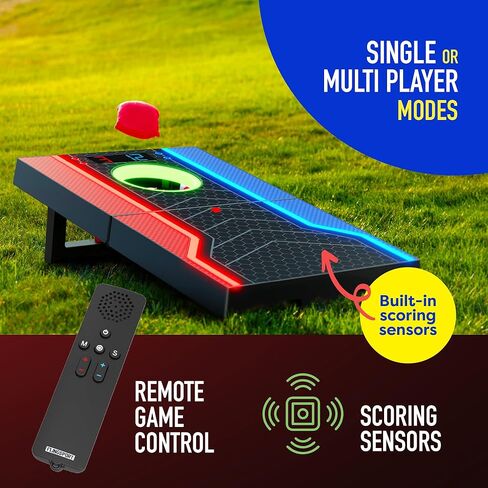 Electronic Cornhole Board Set, Auto Scoring, Incl 1 Corn Hole Board 1 Remote & 8 Bean Bags, Outdoor & Camping Games Gift Ideas, Birthday Gifts for Kids, Teens, Adults, Boys, Girls Ages 8-12+ Years Old in Saudi Arabia