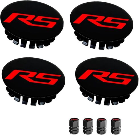 4PCS RS Wheel Center Cap Hub Cover and 4PCS RS Tire Valve Caps Compatible with Camaro Equinox Cruze Malibu Trax 59mm (RS-2) in Kuwait