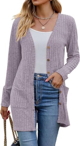 Women’s 2025 Fall Fashion Cardigan Lightweight Soft Knit Cardigan for Women Long Sleeve Open Front Coat with Pockets in Kuwait