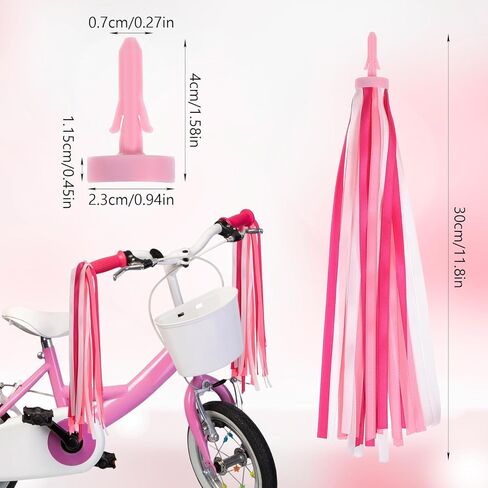 Yuanan Bike Streamers Bike Tassels for Kids, Pink Bikes Tassels, 1 Pair Kids Bikes Accessories for Scooter Bicycle Tricycle Balance Handlebar Streamers Decorations Bikess Tassel for Girls in Saudi Arabia