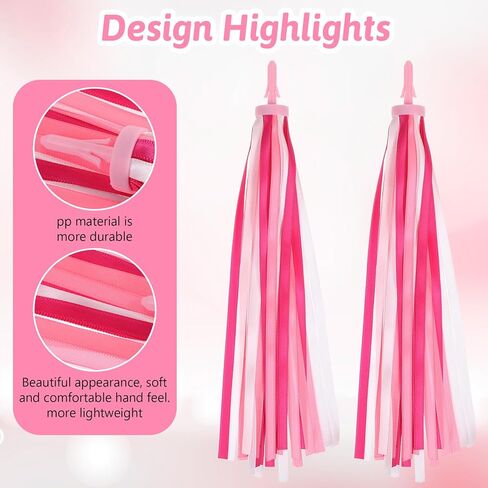 Yuanan Bike Streamers Bike Tassels for Kids, Pink Bikes Tassels, 1 Pair Kids Bikes Accessories for Scooter Bicycle Tricycle Balance Handlebar Streamers Decorations Bikess Tassel for Girls in Saudi Arabia
