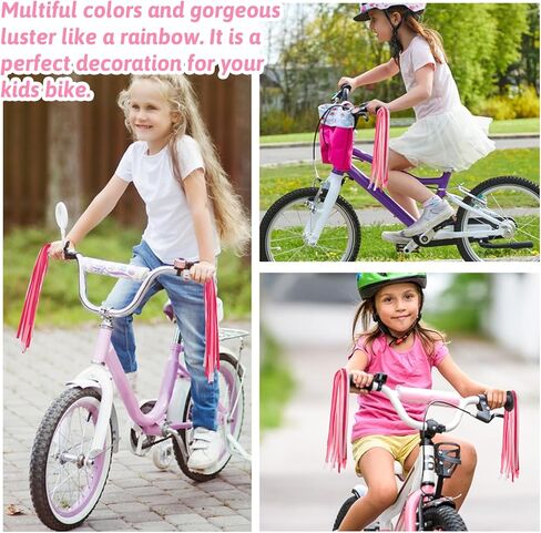 Yuanan Bike Streamers Bike Tassels for Kids, Pink Bikes Tassels, 1 Pair Kids Bikes Accessories for Scooter Bicycle Tricycle Balance Handlebar Streamers Decorations Bikess Tassel for Girls in Saudi Arabia