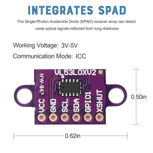 3 قطعة VL53L0X وقت الرحلة (ToF) 940nm الليزر تتراوح الاستشعار اندلاع GY-VL53L0XV2 وحدة قياس المسافة IIC واجهة الاتصالات in Kuwait