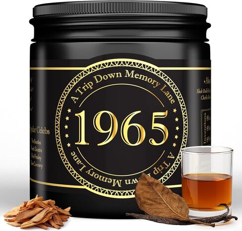 Birth Year Candle - 1975 Birthday Gifts for Men - Soy Candle 50th Birthday Gifts for Him, 50th Presents for Men - Smoked Vanilla & Sandalwood Scent, 8oz Reusable Jar, 40Hr Burn Time in Saudi Arabia