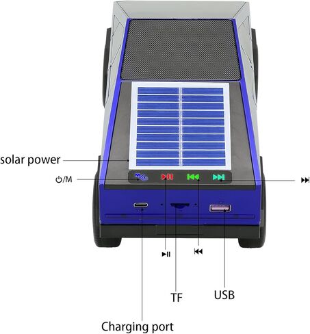 مكبر صوت سيارة بلوتوث فريد من نوعه من WSTER، لوحة شمسية، اتصال TWS ثنائي الأجهزة، واجهة USB/TF، راديو FM، مكبر صوت بلوتوث لاسلكي محمول للحفلات، تصميم نموذج السيارة، اختيار المنزل والهدايا (أزرق) in Kuwait