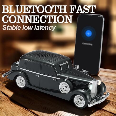 WSTER Vintage Car Bluetooth Speaker, Retro Classic Model with Powerful Sound, Built-in Mic, TWS Dual Pairing, Multi-Interface Output, Portable Wireless Outdoor Speaker for Parties & Beach (Black) in Saudi Arabia