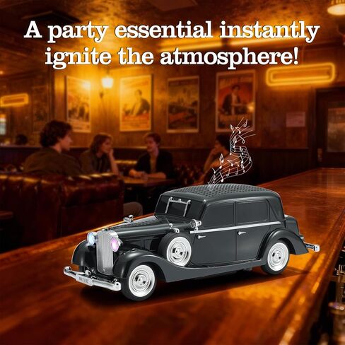 WSTER Vintage Car Bluetooth Speaker, Retro Classic Model with Powerful Sound, Built-in Mic, TWS Dual Pairing, Multi-Interface Output, Portable Wireless Outdoor Speaker for Parties & Beach (Black) in Saudi Arabia