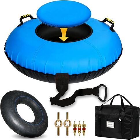 Snow Tube with Automotive-Grade Reinforced Rubber Inner Tube and Upgraded Thickened Canvas Cover, Holds up to 400 lbs, Durable Inflatable Snow Sled, Includes Bonus Storage Bag in Saudi Arabia