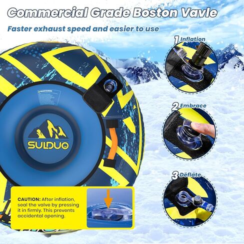 SULDUO 47'' Heavy Duty Snow Tube with Premium Canvas Cover and 4 Foam Filled Handles, Inflatable Snow Sled for Kids and Adult, Thickened Hard Bottom Snow Tubes for Winter Outdoor Fun Sledding in Saudi Arabia