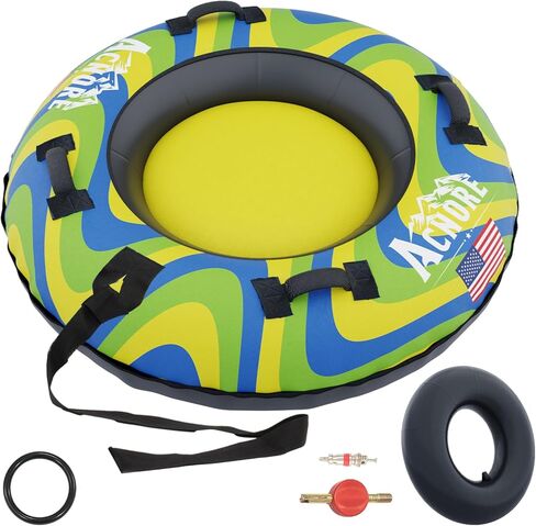 Snow Tubes for Sledding Heavy Duty,42" Inflatable Snow Tube with 4 Handles,Snow Sled for Kids & Adults,Heavy Duty Snow Tube for Kids in Saudi Arabia