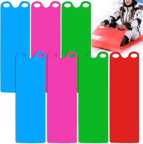 8 Pcs Large 54" Snow Sled for Adults Snowflake Slider Mat, Flexible Roll Up Sleds for Snow, Lightweight Carpet Plastic Snowboard Sled High Speed for Winter Ski Outdoor Game, 4 Colors in Kuwait