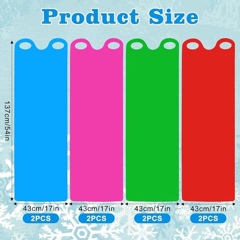 8 Pcs Large 54" Snow Sled for Adults Snowflake Slider Mat, Flexible Roll Up Sleds for Snow, Lightweight Carpet Plastic Snowboard Sled High Speed for Winter Ski Outdoor Game, 4 Colors in Kuwait