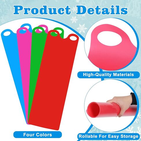 8 Pcs Large 54" Snow Sled for Adults Snowflake Slider Mat, Flexible Roll Up Sleds for Snow, Lightweight Carpet Plastic Snowboard Sled High Speed for Winter Ski Outdoor Game, 4 Colors in Kuwait
