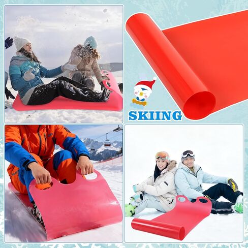 8 Pcs Large 54" Snow Sled for Adults Snowflake Slider Mat, Flexible Roll Up Sleds for Snow, Lightweight Carpet Plastic Snowboard Sled High Speed for Winter Ski Outdoor Game, 4 Colors in Kuwait
