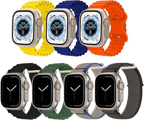 8 حزم نطاقات - متوافقة مع Apple Watch Ultra Band 49mm 46mm 45mm 44mm Men Women ، فرق رياضية لـ IWatch Ultra/Ultra 2/SE/SE 2/Series 10/9/8/7/6/4 in Saudi Arabia