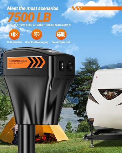 مقبس مقطورة كهربائي SEALIGHT 7500LB، مقبس لسان كهربائي عالي التحمل RV، 9.84 بوصة - 33.85 بوصة مقبس لسان كهربائي مقاوم للماء لمقطورة على شكل حرف A، ومقطورة المرافق، RV، 12 فولت تيار مستمر وإضاءة LED in Saudi Arabia
