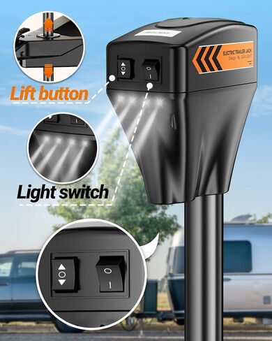مقبس مقطورة كهربائي SEALIGHT 7500LB، مقبس لسان كهربائي عالي التحمل RV، 9.84 بوصة - 33.85 بوصة مقبس لسان كهربائي مقاوم للماء لمقطورة على شكل حرف A، ومقطورة المرافق، RV، 12 فولت تيار مستمر وإضاءة LED in Saudi Arabia