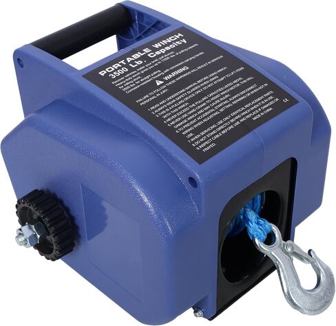 Caviresta 12VDC Pull Electric Trailer Winch, Steel Rope, 5000lb Marine Capacity, Rapid Mount, Wireless Remote, Extra Pulley Hook, Blue in Saudi Arabia