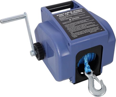 Caviresta 12VDC Pull Electric Trailer Winch, Steel Rope, 5000lb Marine Capacity, Rapid Mount, Wireless Remote, Extra Pulley Hook, Blue in Saudi Arabia