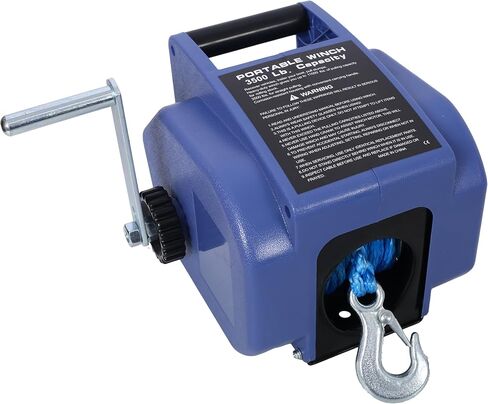 Caviresta 12VDC Pull Electric Trailer Winch, Steel Rope, 5000lb Marine Capacity, Rapid Mount, Wireless Remote, Extra Pulley Hook, Blue in Saudi Arabia