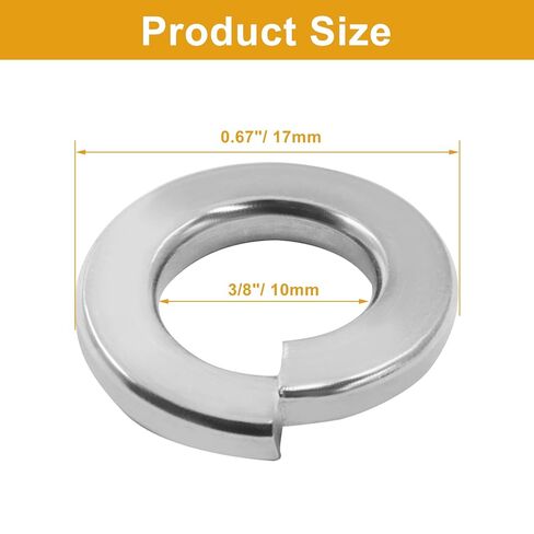 Hordion 50PCS 3/8" Split Lock Washer, Stainless Steel Spring Lock Washer in Saudi Arabia