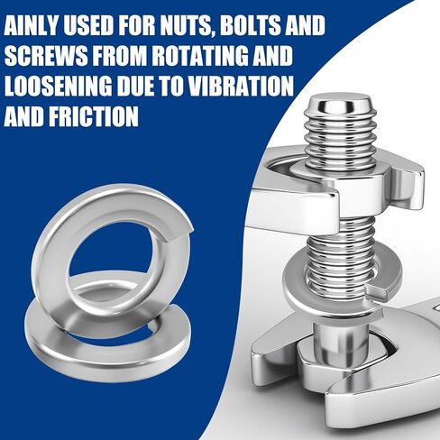 مجموعة متنوعة من غسالات ZIUZI 150 قطعة 18-8 من الفولاذ المقاوم للصدأ بقفل زنبركي - 4 مقاسات SAE (1/4 بوصة، 5/16 بوصة، 3/8 بوصة، 1/2 بوصة) غسالات قفل منفصلة للبراغي والمسامير، التثبيت in Kuwait