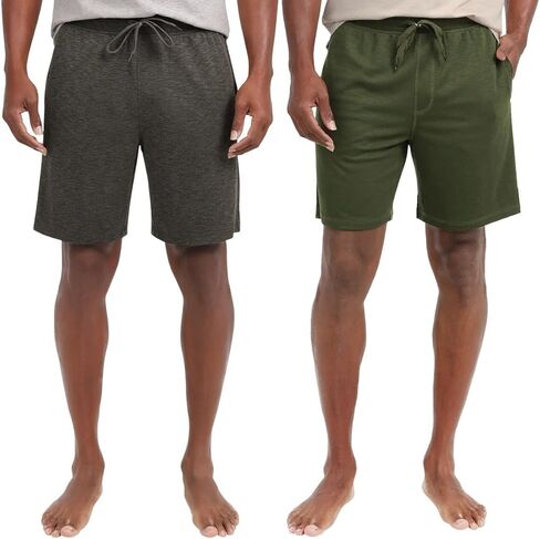 Eddie Bauer Men’s Comfort Fit Elastic Waistband with Outer Drawstring Lounge Short, 2 Pack (White,X-Large) in Kuwait
