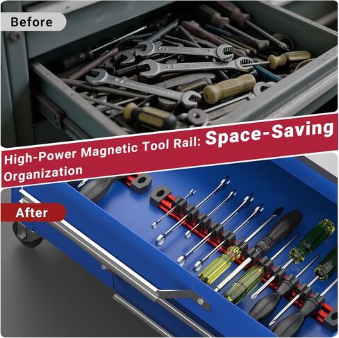 Preciva 3 PCS Magnetic Tool Holder with 36 Sliding Clips, Triple Strong Magnets & Aluminum Rails, Compact Screwdriver Organizer and Wrench Organizer for Garage Workshop Tool Box Storage in Saudi Arabia