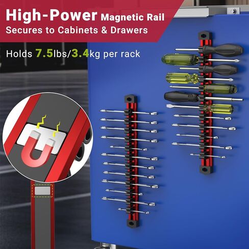 Preciva 3 PCS Magnetic Tool Holder with 36 Sliding Clips, Triple Strong Magnets & Aluminum Rails, Compact Screwdriver Organizer and Wrench Organizer for Garage Workshop Tool Box Storage in Saudi Arabia
