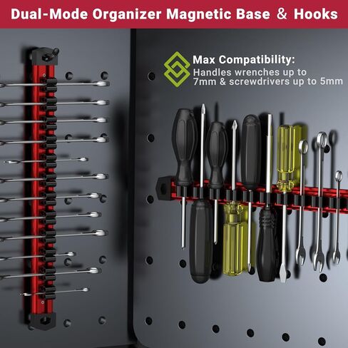 Preciva 3 PCS Magnetic Tool Holder with 36 Sliding Clips, Triple Strong Magnets & Aluminum Rails, Compact Screwdriver Organizer and Wrench Organizer for Garage Workshop Tool Box Storage in Saudi Arabia