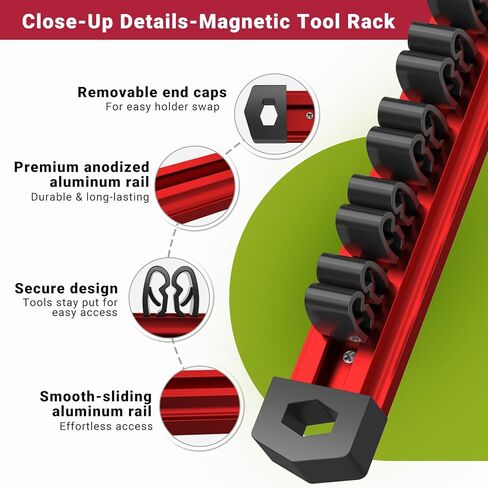 Preciva 3 PCS Magnetic Tool Holder with 36 Sliding Clips, Triple Strong Magnets & Aluminum Rails, Compact Screwdriver Organizer and Wrench Organizer for Garage Workshop Tool Box Storage in Saudi Arabia