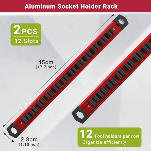 Preciva 3 PCS Magnetic Tool Holder with 36 Sliding Clips, Triple Strong Magnets & Aluminum Rails, Compact Screwdriver Organizer and Wrench Organizer for Garage Workshop Tool Box Storage in Saudi Arabia