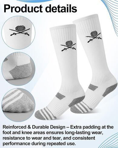Glitopper 5 Pairs Fencing Socks for Teen Boys Epee Gear and Foil White Cotton Knee High Socks Comfortable Support Athletic Stockings for Youth in Kuwait
