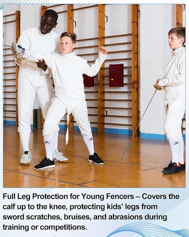 Glitopper 5 Pairs Fencing Socks for Teen Boys Epee Gear and Foil White Cotton Knee High Socks Comfortable Support Athletic Stockings for Youth in Kuwait