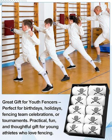 Glitopper 5 Pairs Fencing Socks for Teen Boys Epee Gear and Foil White Cotton Knee High Socks Comfortable Support Athletic Stockings for Youth in Kuwait