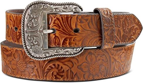 ARIAT Women's Floral Design Leather Belt w/Antique Silver Buckle in Saudi Arabia