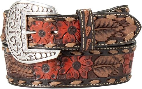 ARIAT Women's Floral Design Leather Belt w/Antique Silver Buckle in Saudi Arabia