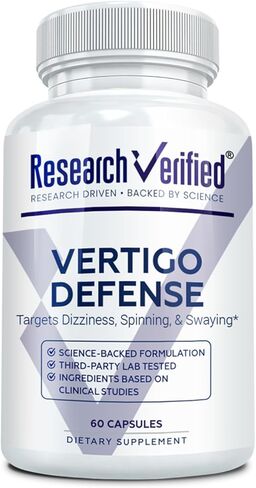 Research Verified Vertigo Defense - Soothe Symptoms and Support Inner Ear Balance - Vitamin D3, Ginger, Ginkgo Biloba, BioPerine - 60 Capsules in Saudi Arabia