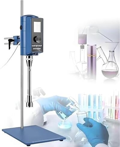 High-Speed Homogenizer 500W with LCD Display, 2000-28000rpm Adjustable Speed, High Shear Mixer for 5-10000ml, Perfect for Mixing & Emulsifying in Laboratories in Kuwait
