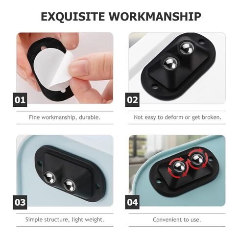 NULYLU ​​8 قطع عجلات دوارة صغيرة لاصقة لصناديق التخزين وعجلات كروية للأجهزة الصغيرة مع محامل مزدوجة سوداء صغيرة لصناديق القمامة والمنظمات in Kuwait