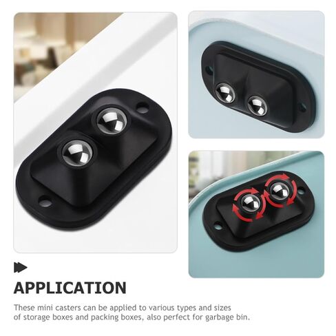 NULYLU ​​8 قطع عجلات دوارة صغيرة لاصقة لصناديق التخزين وعجلات كروية للأجهزة الصغيرة مع محامل مزدوجة سوداء صغيرة لصناديق القمامة والمنظمات in Kuwait