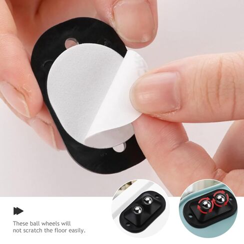 INOOMP 8pcs Adhesive Swivel Mini Caster Wheels for Storage Containers, Small Sticky Pulley Wheels with Double Ball Bearings, Black Small Appliance Rollers for Home and Office Use in Saudi Arabia