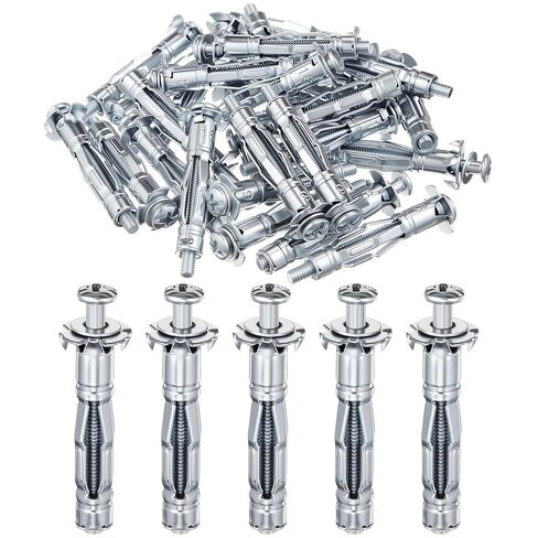 Otoolling 30 Pcs M4-32 Heavy Duty Molly Bolt Dry Wall Anchors and Screws kit Zinc Plated Carbon Steel Hollow Drive Wall Anchor Screw Expansion Anchors for Drywall Hollow Plaster and Tile Silver in Saudi Arabia