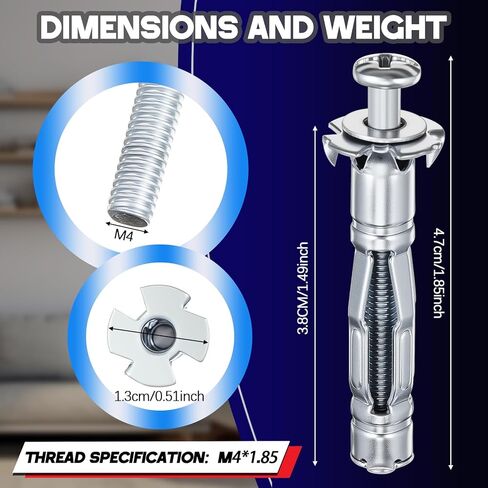 Otoolling 30 Pcs M4-32 Heavy Duty Molly Bolt Dry Wall Anchors and Screws kit Zinc Plated Carbon Steel Hollow Drive Wall Anchor Screw Expansion Anchors for Drywall Hollow Plaster and Tile Silver in Saudi Arabia