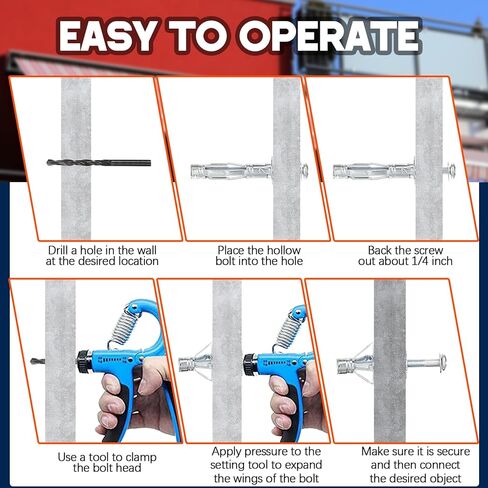 Otoolling 30 Pcs M4-32 Heavy Duty Molly Bolt Dry Wall Anchors and Screws kit Zinc Plated Carbon Steel Hollow Drive Wall Anchor Screw Expansion Anchors for Drywall Hollow Plaster and Tile Silver in Saudi Arabia