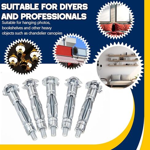 Otoolling 30 Pcs M4-32 Heavy Duty Molly Bolt Dry Wall Anchors and Screws kit Zinc Plated Carbon Steel Hollow Drive Wall Anchor Screw Expansion Anchors for Drywall Hollow Plaster and Tile Silver in Saudi Arabia