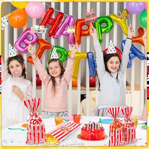 woric 200 Pcs Popcorn Treat Bags, 10.6 * 5.1 inch Popcorn Bags with Twist Ties Plastic Popcorn Bags for Party Movie Night Valentine's Day (2 Style) in Saudi Arabia
