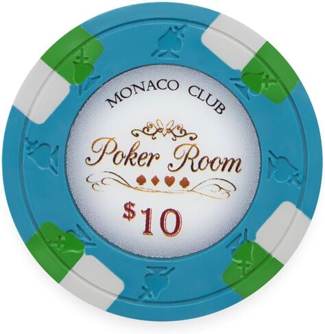 Playzaic 13.5 جرام Monaco Club Premium Poker Chips (50 حزمة) مجموعة مركبة من الطين الثقيل - رقائق كازينو كبيرة مع فئات تكساس هولدم، بلاك جاك - ملحقات ألعاب الرهان (0.50 دولار برتقالي) in Kuwait